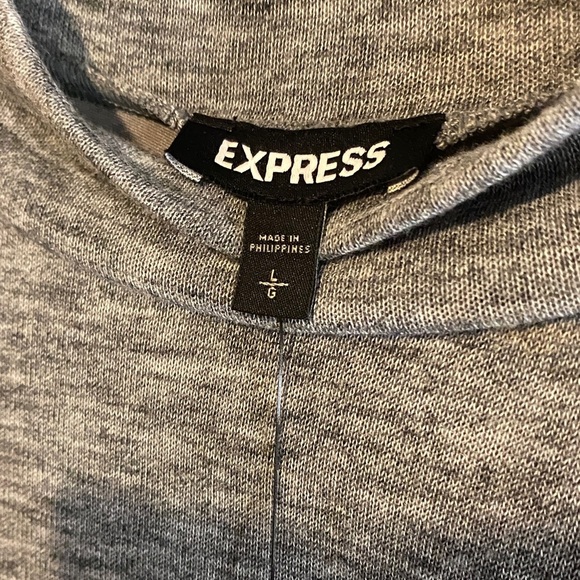 Express Heather Gray Mock Turtleneck Long Sleeve Ruched Knit Dress Size L NWT - Picture 3 of 6